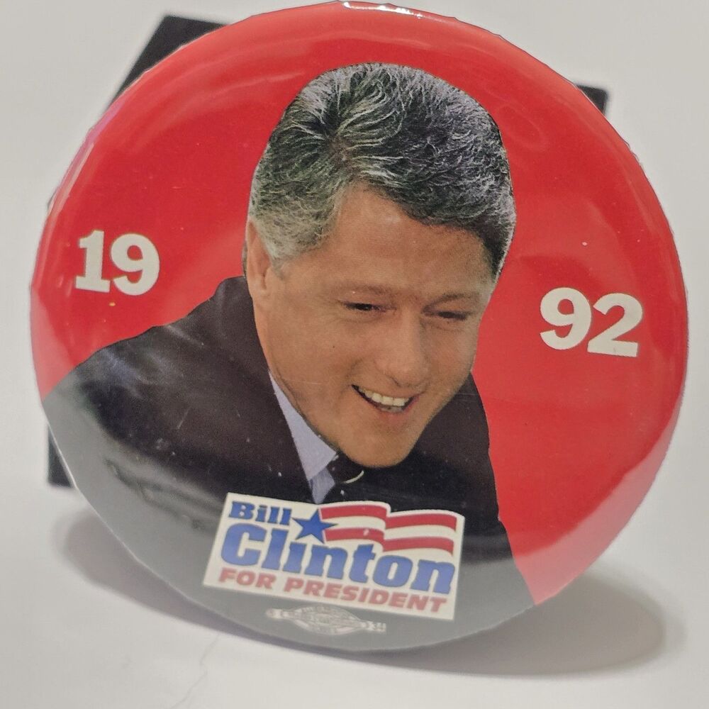 Vintage 1992 Bill Clinton For President Campaign Pin Button Political